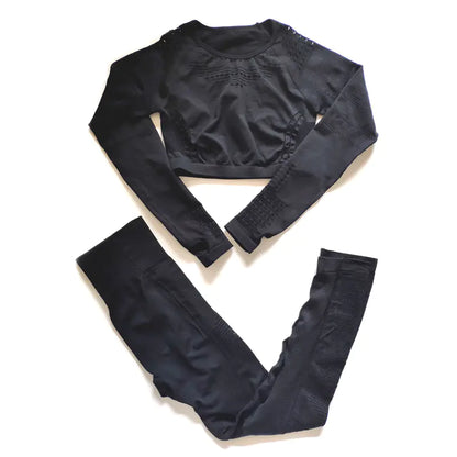 Seamless Yoga Pants and Crop Top Fitness Set for Women