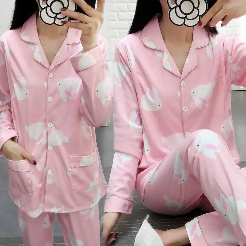 Postpartum Cotton Pajamas Set for Nursing Mothers