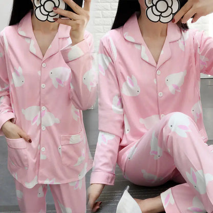 Postpartum Cotton Pajamas Set for Nursing Mothers