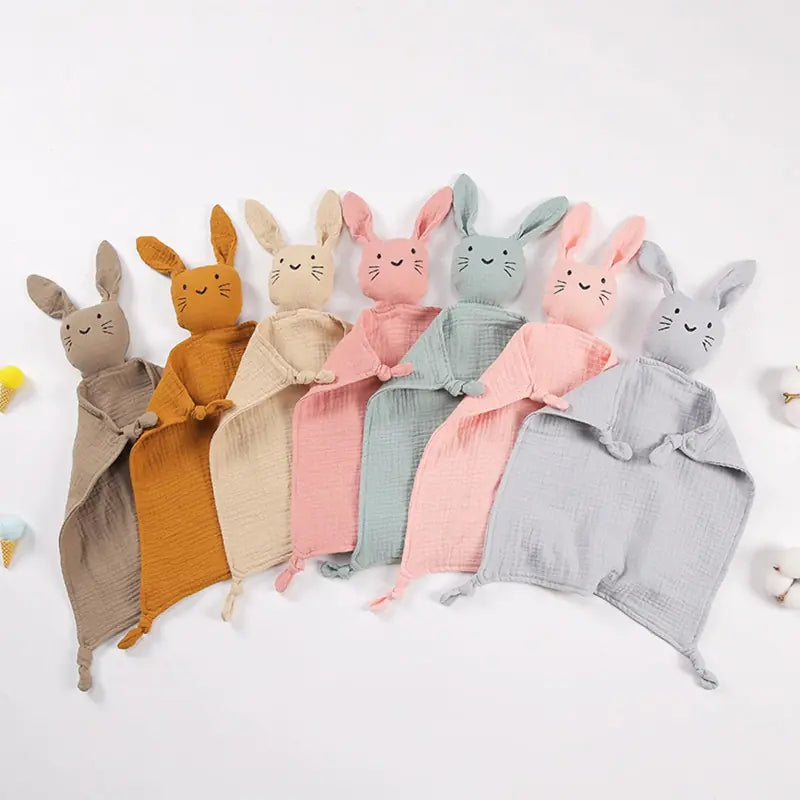 Soft Cotton Baby Safety Blanket with Rabbit Doll